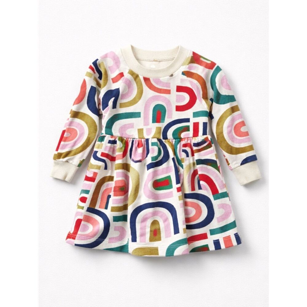 Hanna Andersson rainbow Frenchn terry sweatshirt rainbow print dress 2T (85 cm)